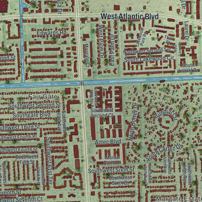 Close-up 2 of the Margate, Florida map artwork