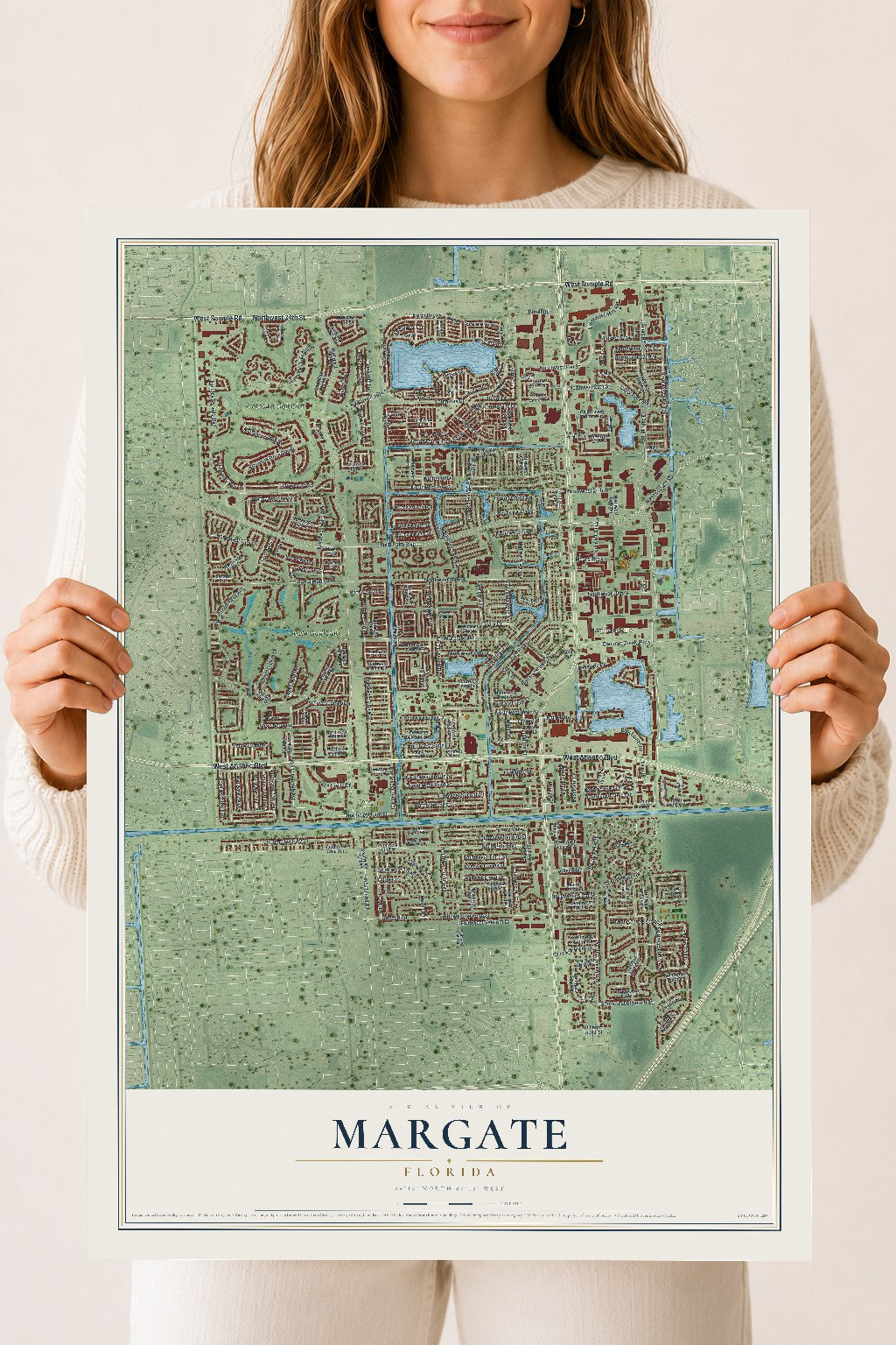 Margate, Florida map print, 18" x 24" Archival Matte Print mockup