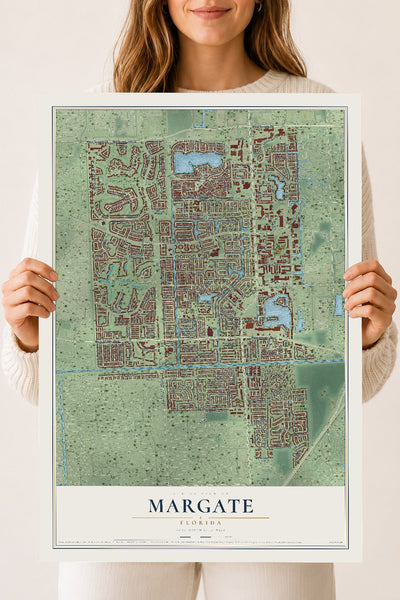 Margate, Florida map print, 18" x 24" Archival Matte Print mockup