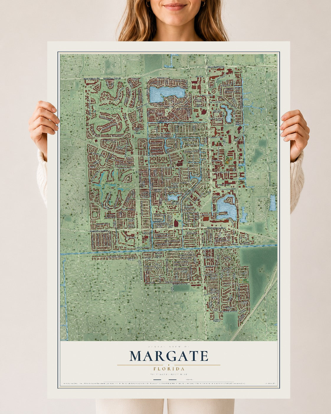 Margate, Florida map print, 24" x 36" Archival Matte Print mockup