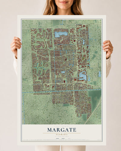 Margate, Florida map print, 24" x 36" Archival Matte Print mockup