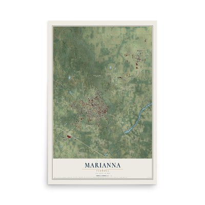 Marianna, Florida map print, 12" x 18" Archival Matte Print mockup