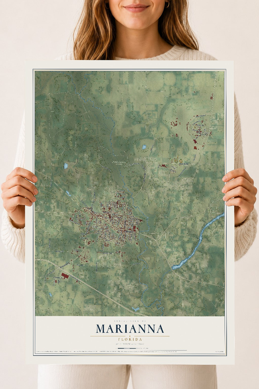 Marianna, Florida map print, 18" x 24" Archival Matte Print mockup