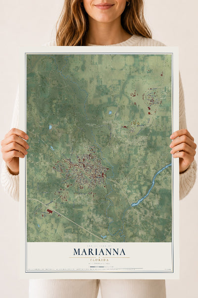 Marianna, Florida map print, 18" x 24" Archival Matte Print mockup