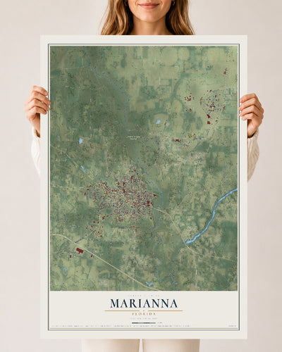 Marianna, Florida map print, 24" x 36" Archival Matte Print mockup