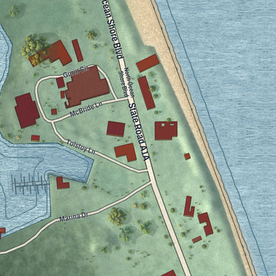 Close-up 1 of the Marineland, Florida map artwork