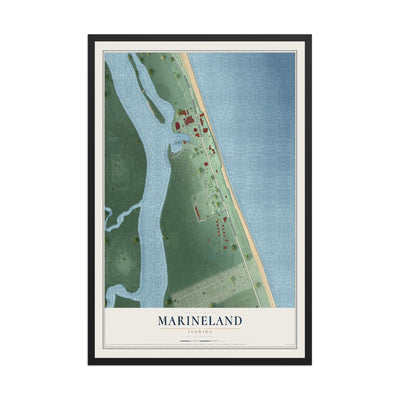 Marineland, Florida map print, 12" x 18" W/ Black Ayous Wood Frame mockup