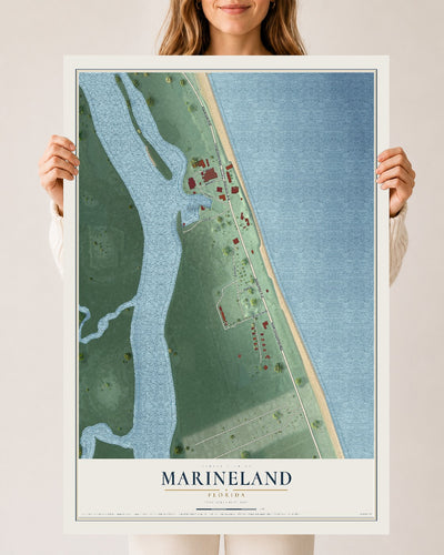 Marineland, Florida map print, 24" x 36" Archival Matte Print mockup