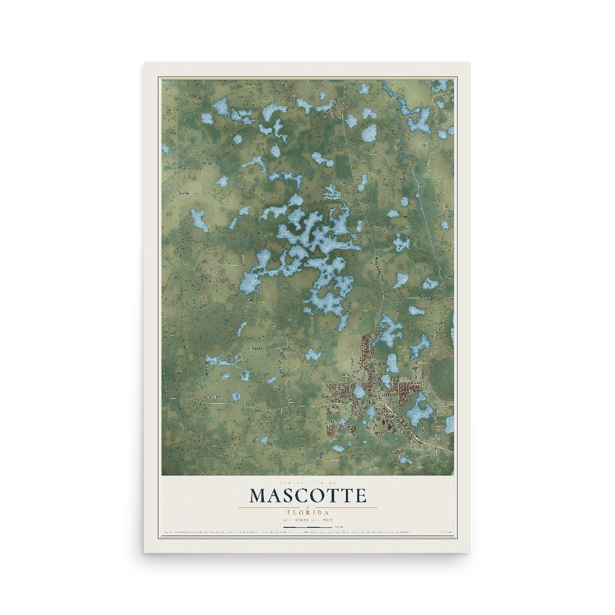 Mascotte, Florida map print, 12" x 18" Archival Matte Print mockup