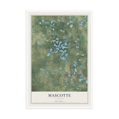Mascotte, Florida map print, 12" x 18" W/ White Ayous Wood Frame mockup