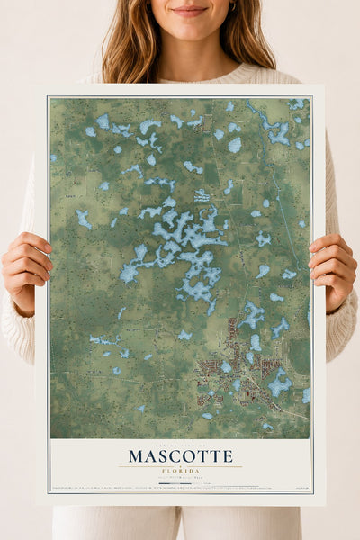 Mascotte, Florida map print, 18" x 24" Archival Matte Print mockup