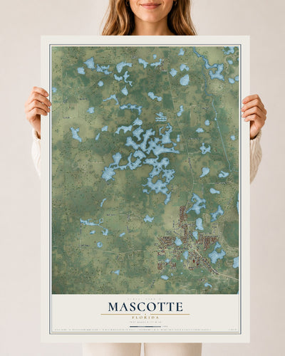Mascotte, Florida map print, 24" x 36" Archival Matte Print mockup