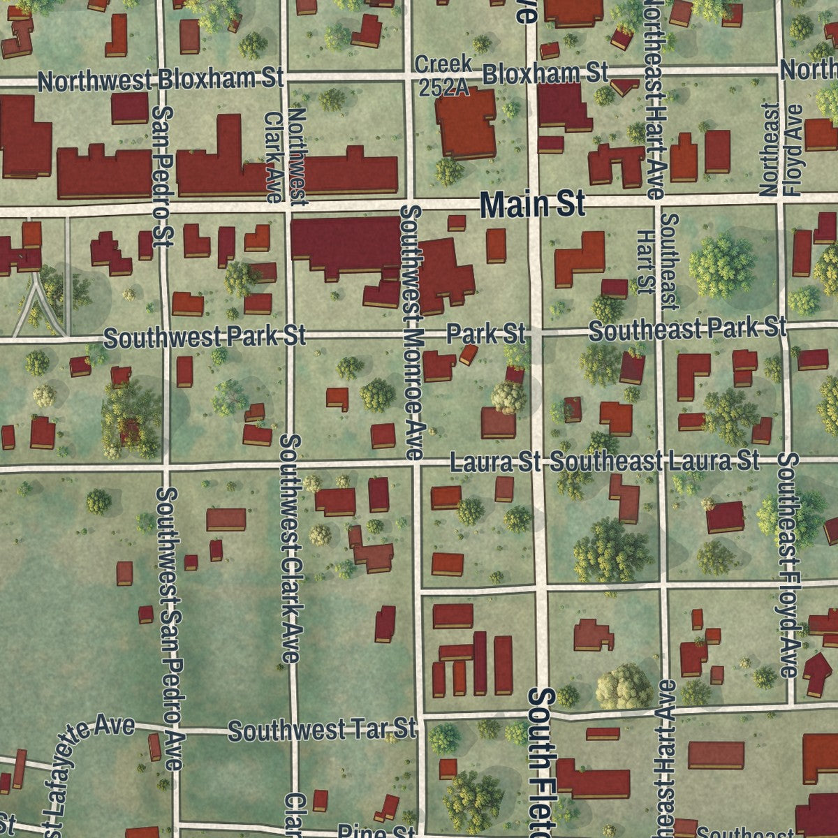 Close-up 1 of the Mayo, Florida map artwork