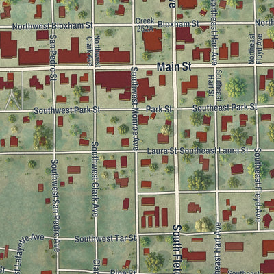 Close-up 1 of the Mayo, Florida map artwork