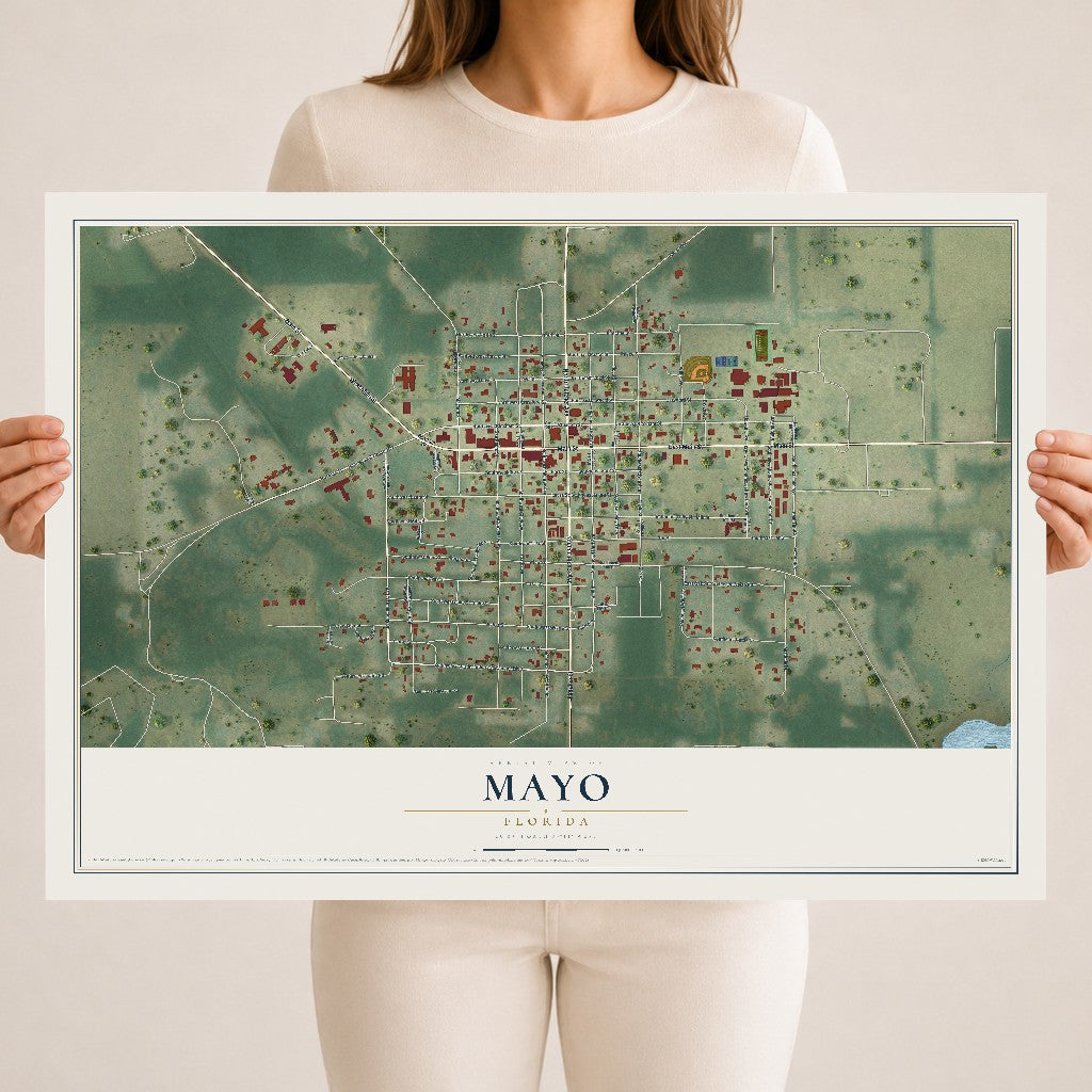 Mayo, Florida map print, 18" x 24" Archival Matte Print mockup