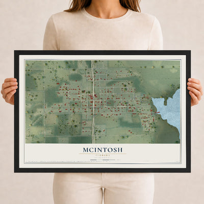 McIntosh, Florida map print, 12" x 18" W/ Black Ayous Wood Frame mockup