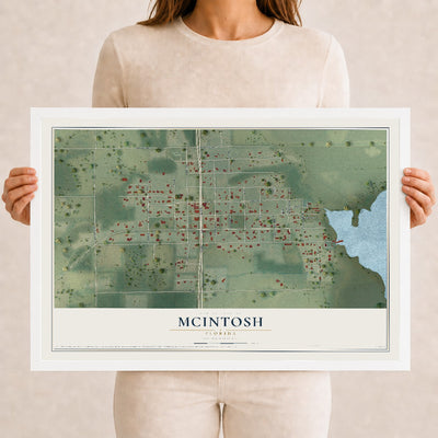 McIntosh, Florida map print, 12" x 18" W/ White Ayous Wood Frame mockup