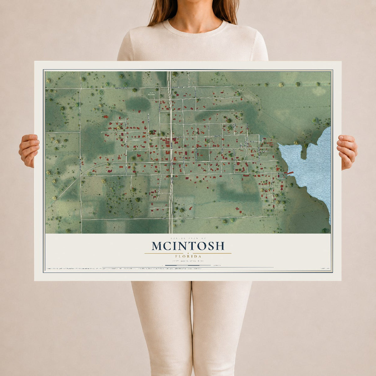 McIntosh, Florida map print, 24" x 36" Archival Matte Print mockup