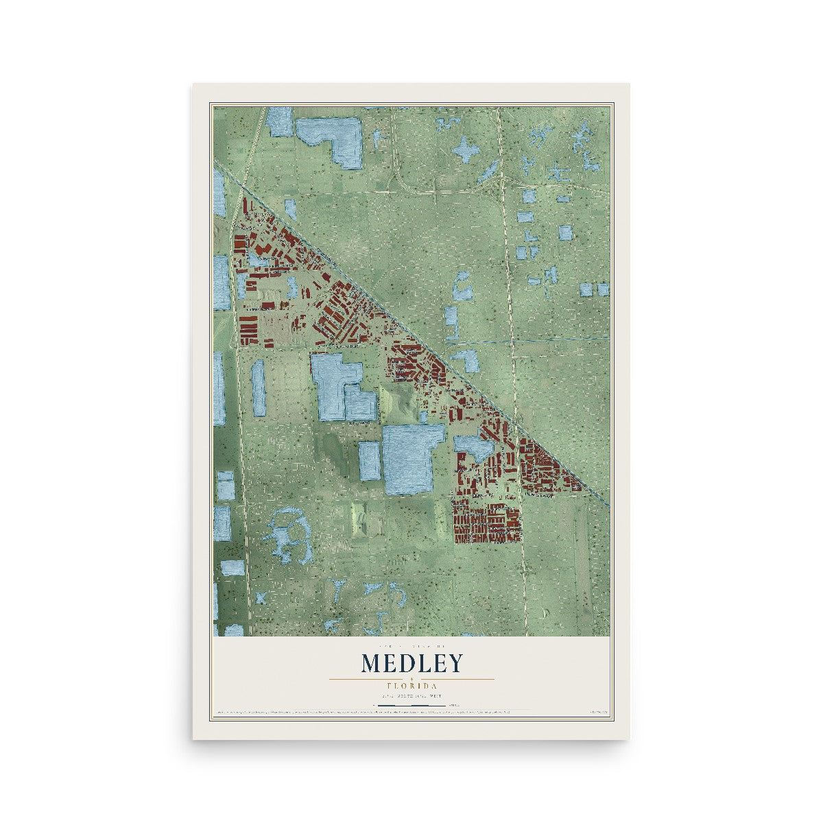 Medley, Florida map print, 12" x 18" Archival Matte Print mockup