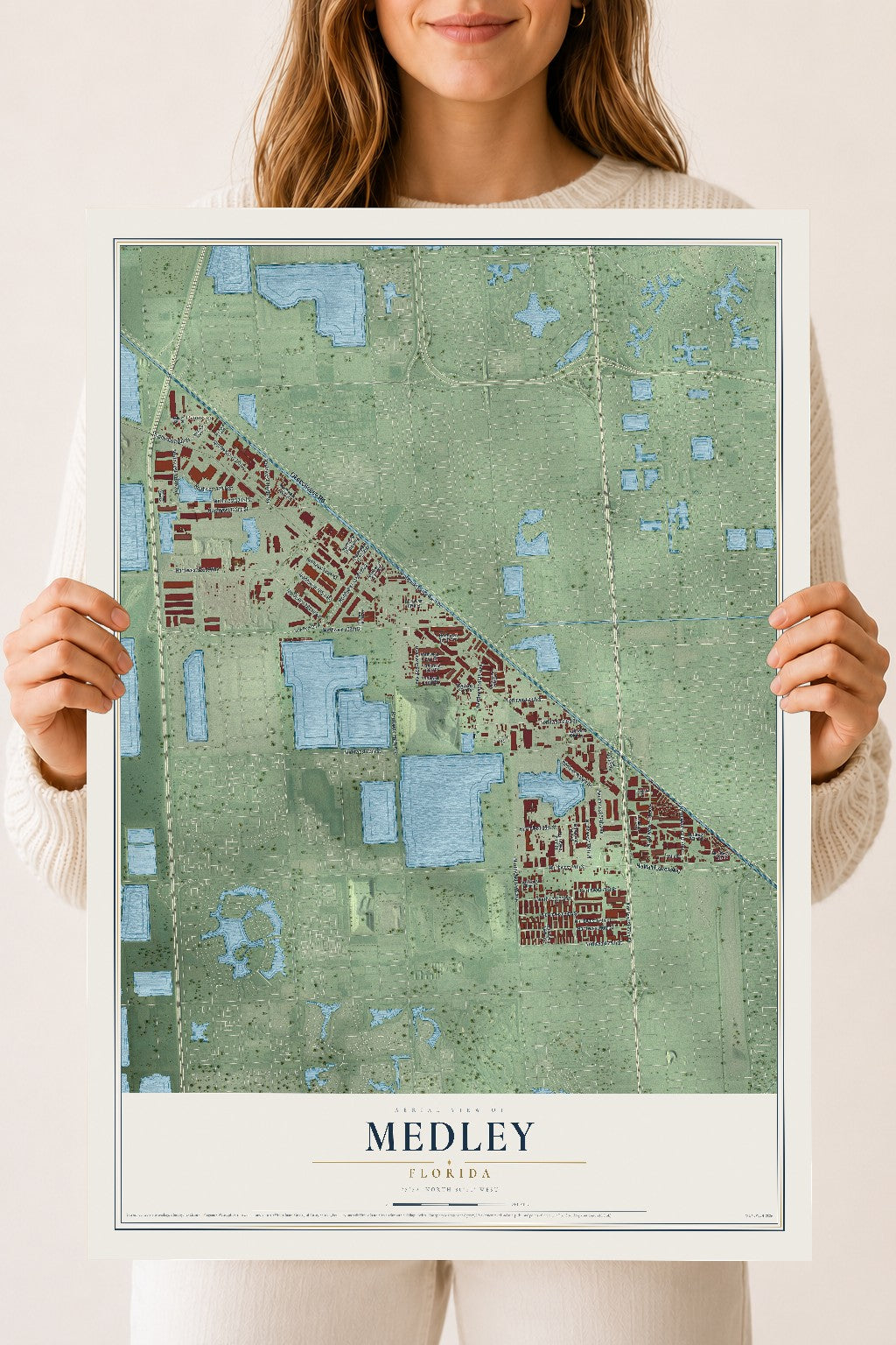 Medley, Florida map print, 18" x 24" Archival Matte Print mockup
