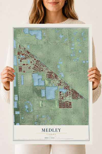Medley, Florida map print, 18" x 24" Archival Matte Print mockup