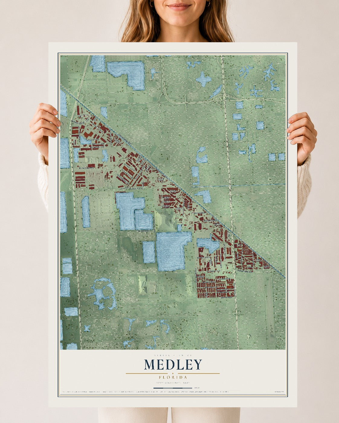 Medley, Florida map print, 24" x 36" Archival Matte Print mockup