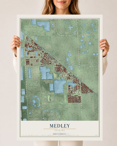 Medley, Florida map print, 24" x 36" Archival Matte Print mockup