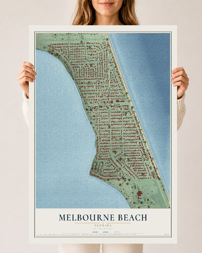 Melbourne Beach, Florida map print, 24" x 36" Archival Matte Print mockup