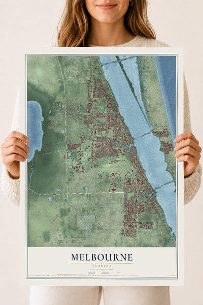 Melbourne, Florida map print, 18" x 24" Archival Matte Print mockup