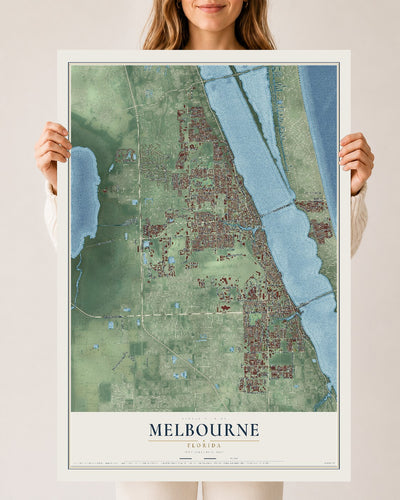 Melbourne, Florida map print, 24" x 36" Archival Matte Print mockup
