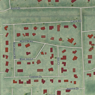 Close-up 1 of the Melbourne Village, Florida map artwork