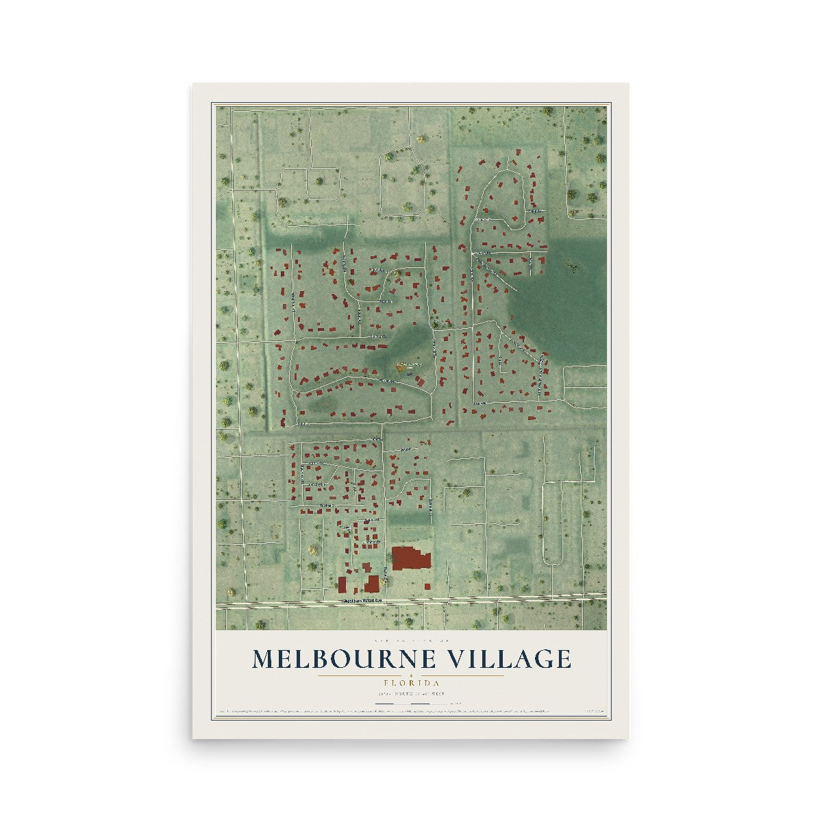 Melbourne Village, Florida map print, 12" x 18" Archival Matte Print mockup