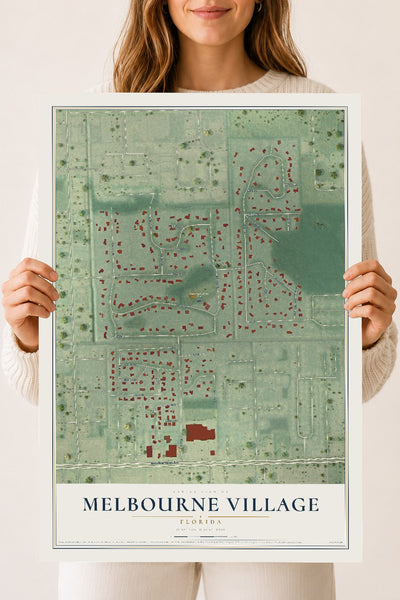 Melbourne Village, Florida map print, 18" x 24" Archival Matte Print mockup