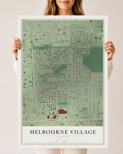 Melbourne Village, Florida map print, 24" x 36" Archival Matte Print mockup