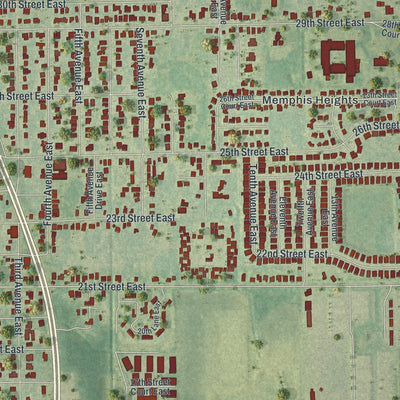 Close-up of the map of Memphis, Florida print showing street and building detail
