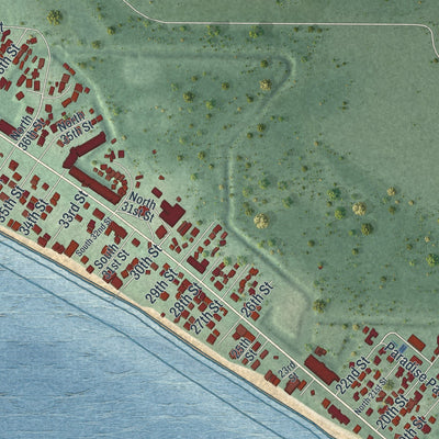 Close-up 2 of the Mexico Beach, Florida map artwork