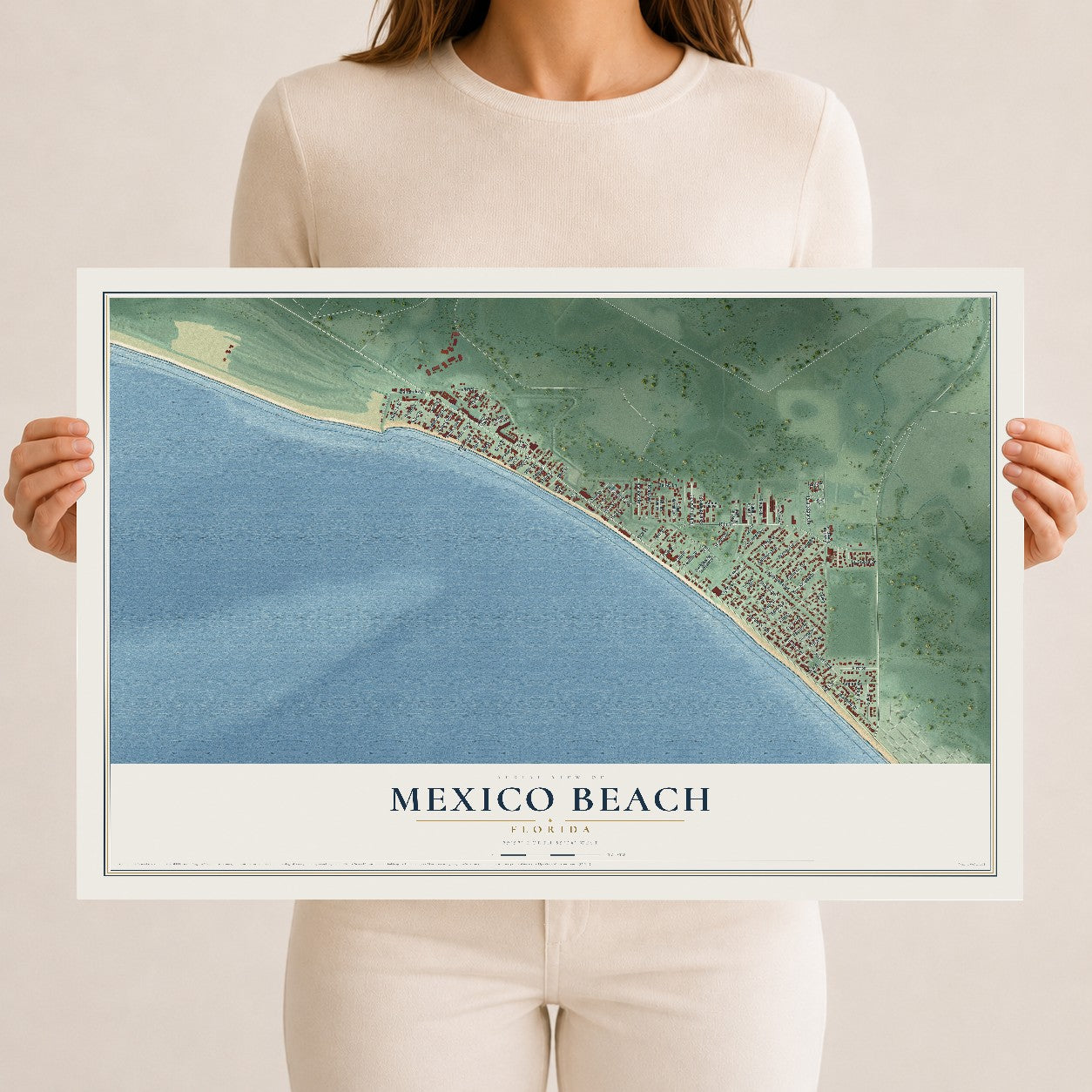 Mexico Beach, Florida map print, 12" x 18" Archival Matte Print mockup