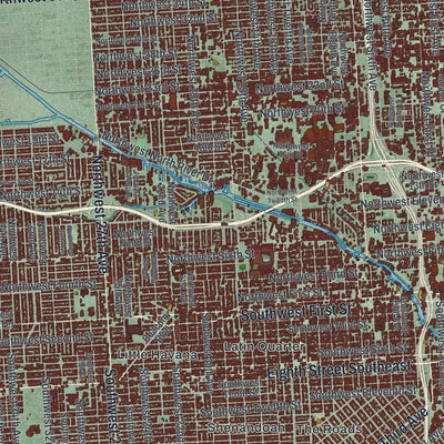 Close-up 1 of the Miami, Florida map artwork
