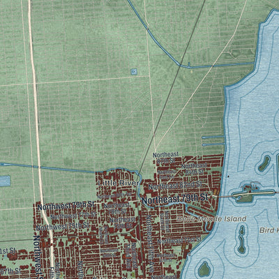 Close-up 2 of the Miami, Florida map artwork
