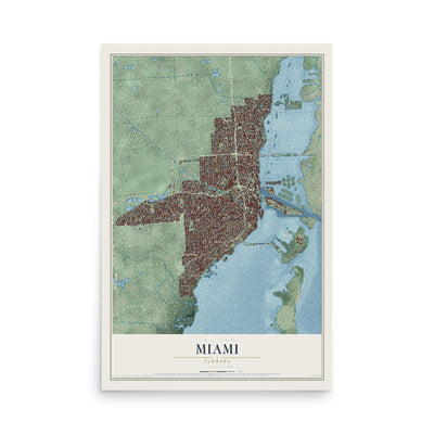 Miami, Florida map print, 12" x 18" Archival Matte Print mockup
