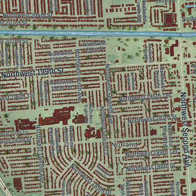 Close-up 1 of the Miami Gardens, Florida map artwork