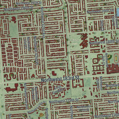Close-up 2 of the Miami Gardens, Florida map artwork