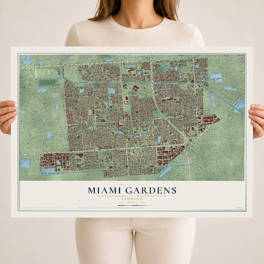 Miami Gardens, Florida map print, 18" x 24" Archival Matte Print mockup