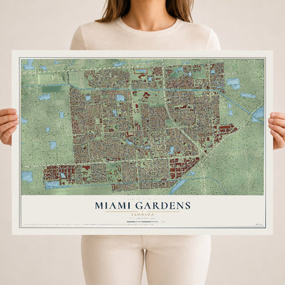 Miami Gardens, Florida map print, 18" x 24" Archival Matte Print mockup