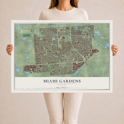 Miami Gardens, Florida map print, 24" x 36" Archival Matte Print mockup
