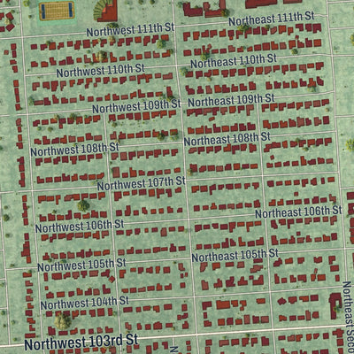 Close-up 1 of the Miami Shores, Florida map artwork