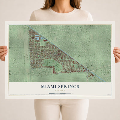 Miami Springs, Florida map print, 18" x 24" Archival Matte Print mockup