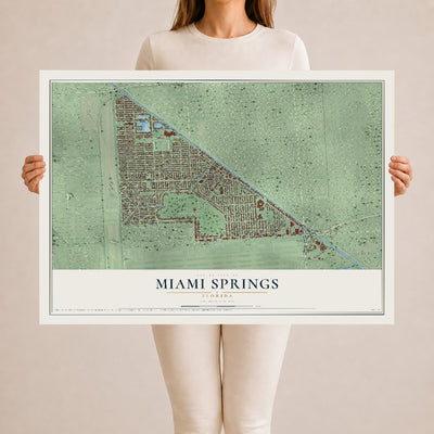 Miami Springs, Florida map print, 24" x 36" Archival Matte Print mockup