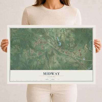 Midway, Florida map print, 12" x 18" Archival Matte Print mockup