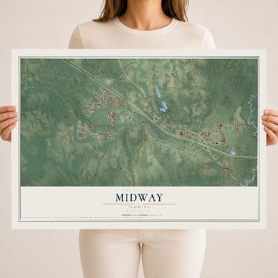 Midway, Florida map print, 18" x 24" Archival Matte Print mockup